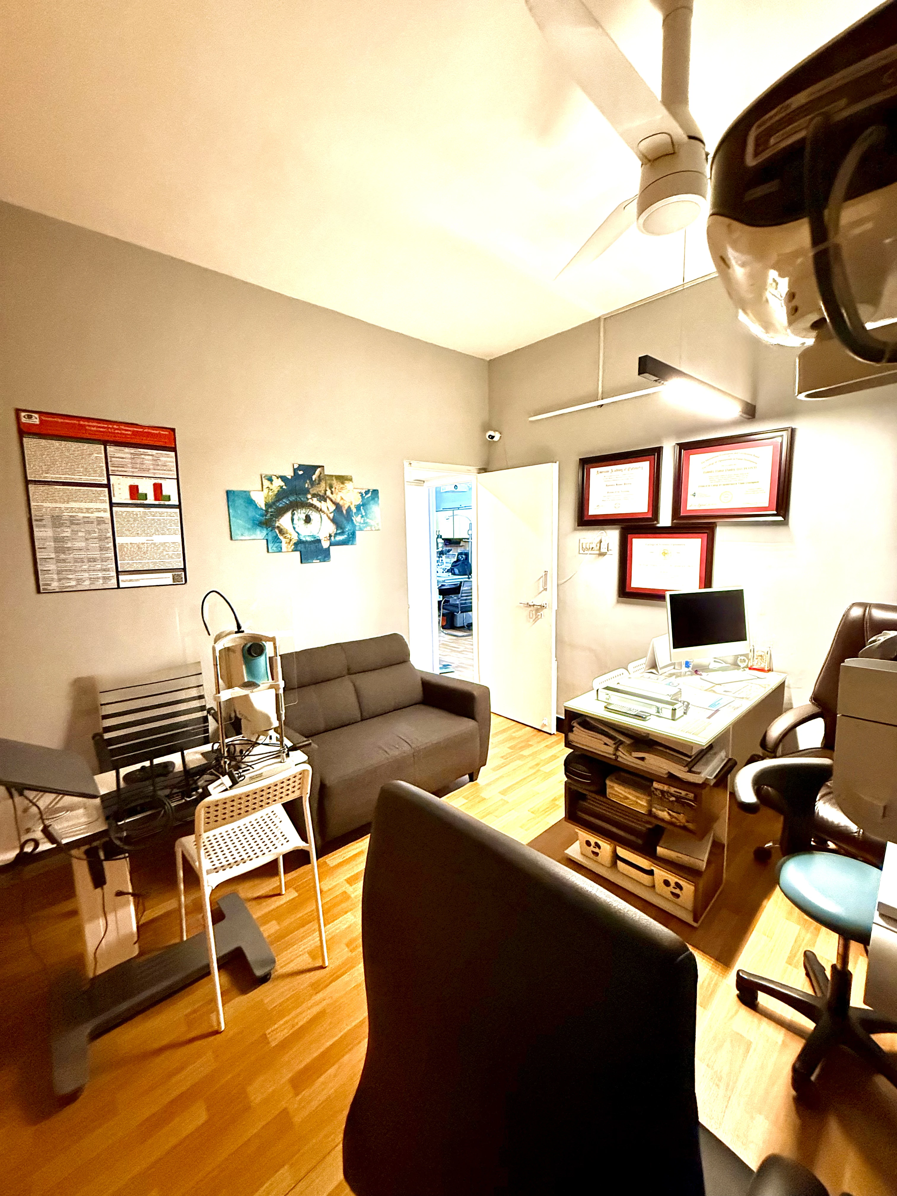 Examination room at Caring Vision Therapy clinic, Chennai