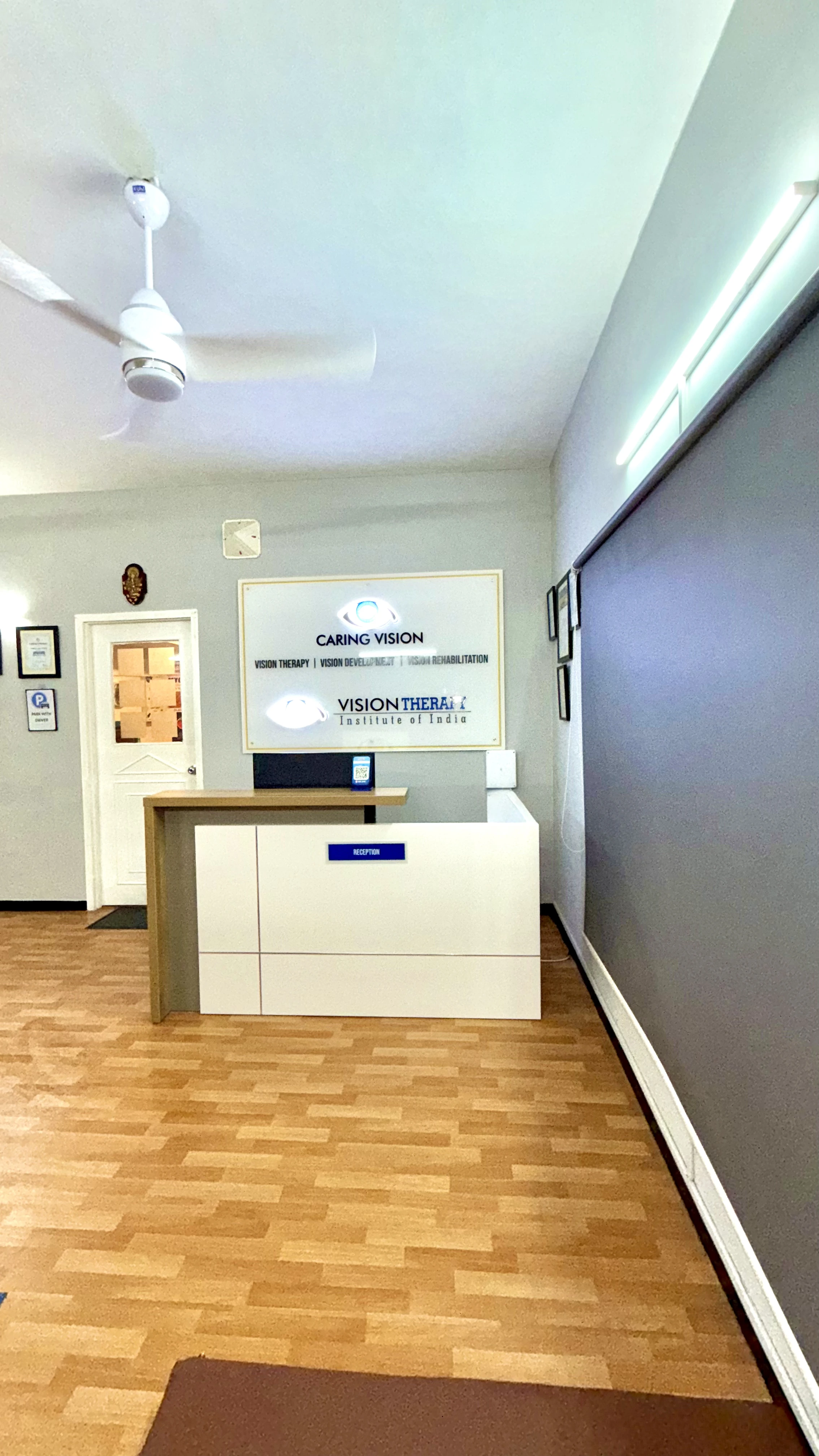 Caring Vision Therapy clinic entrance and reception area, Ashok Nagar Chennai