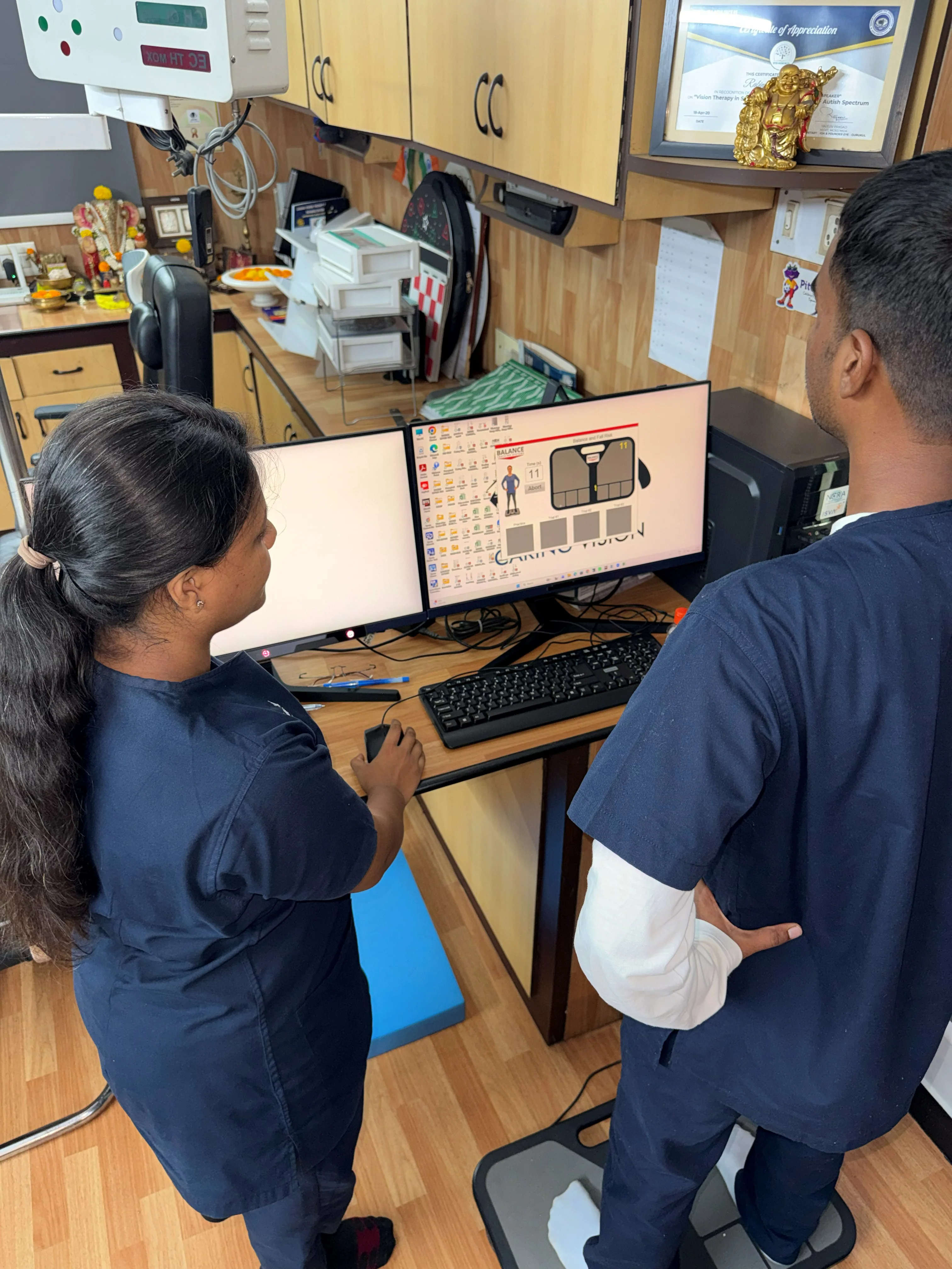 Near vision chart assessment at Caring Vision Therapy, Ashok Nagar Chennai