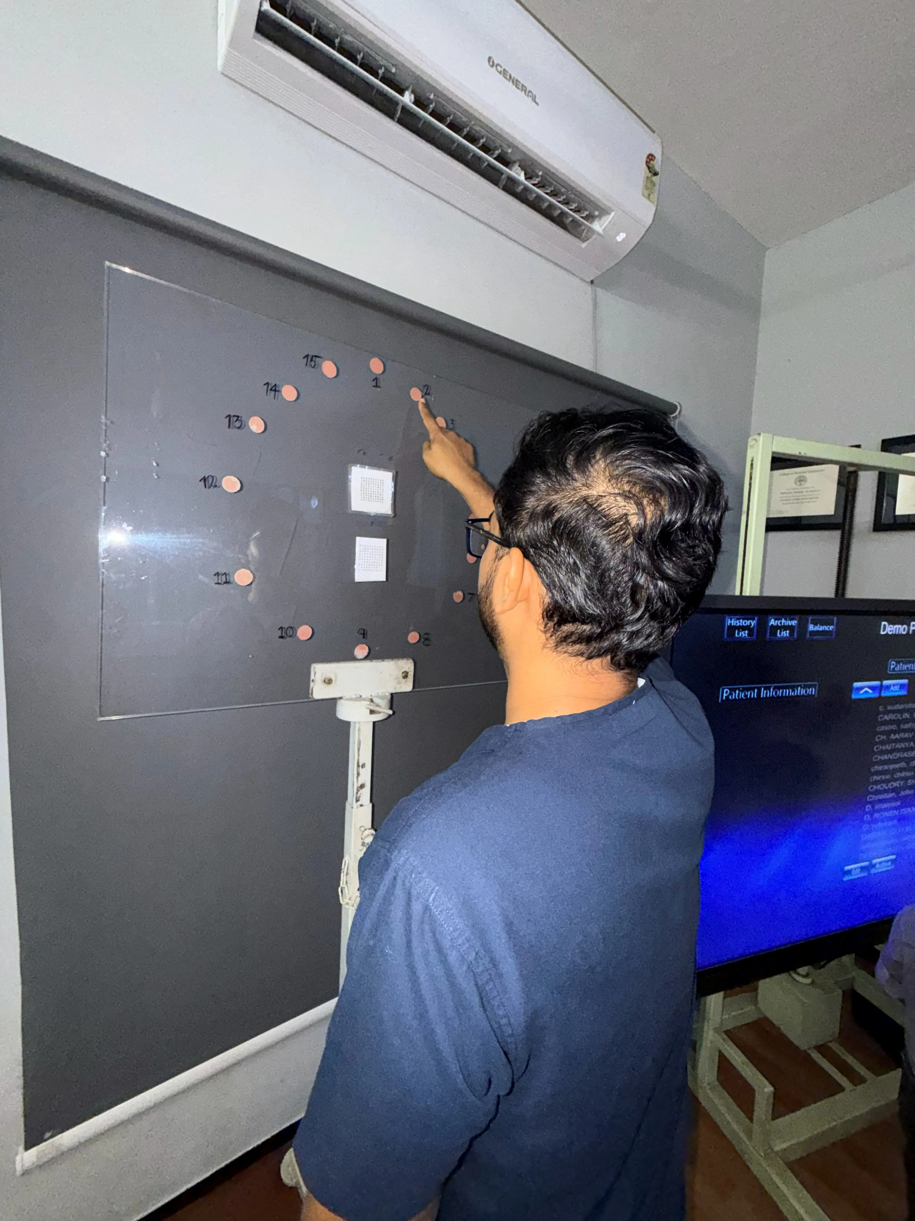 Peripheral vision wall exercise at Caring Vision Therapy clinic, Chennai