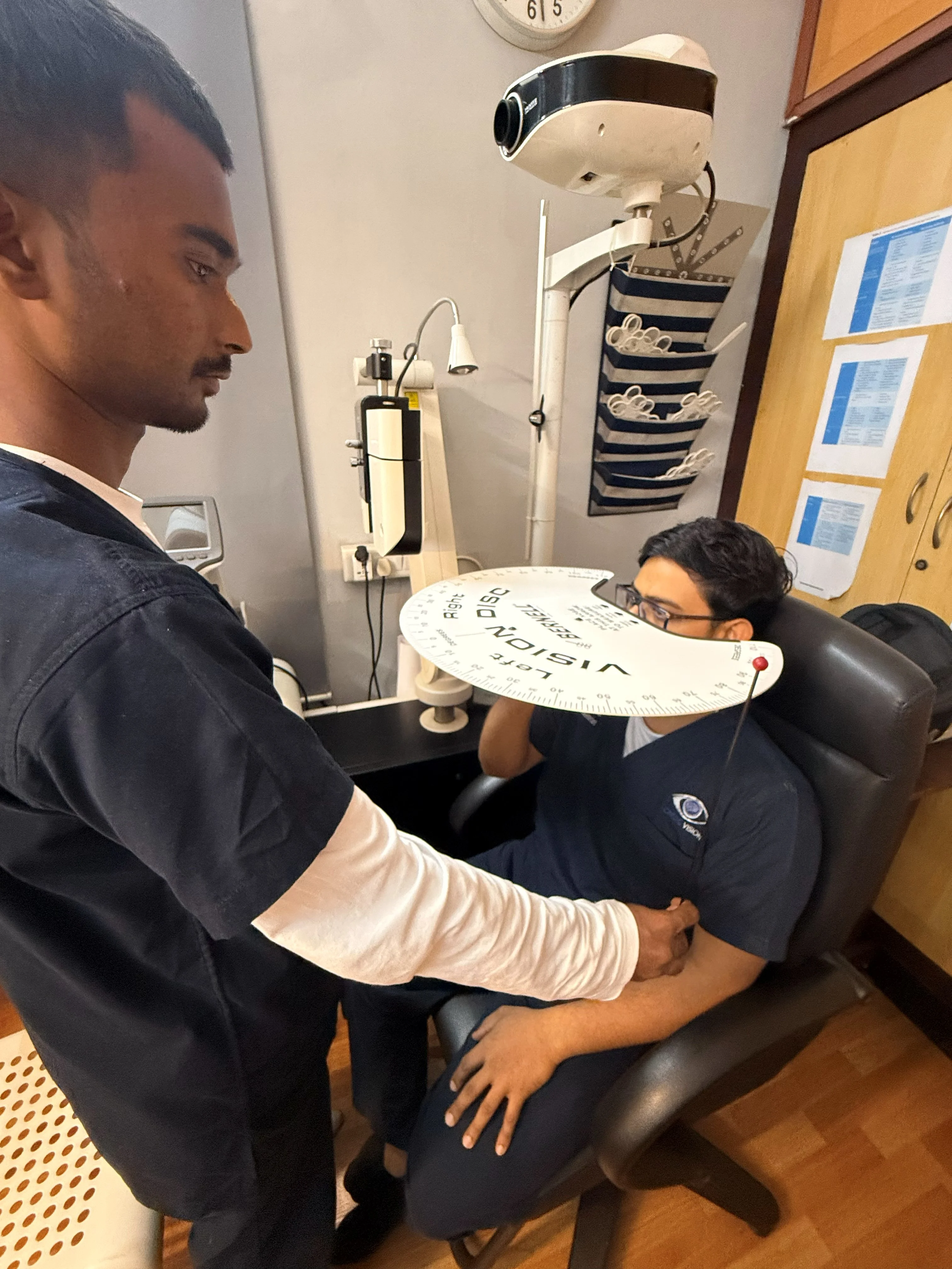 Visual field assessment session at Caring Vision Therapy, Ashok Nagar