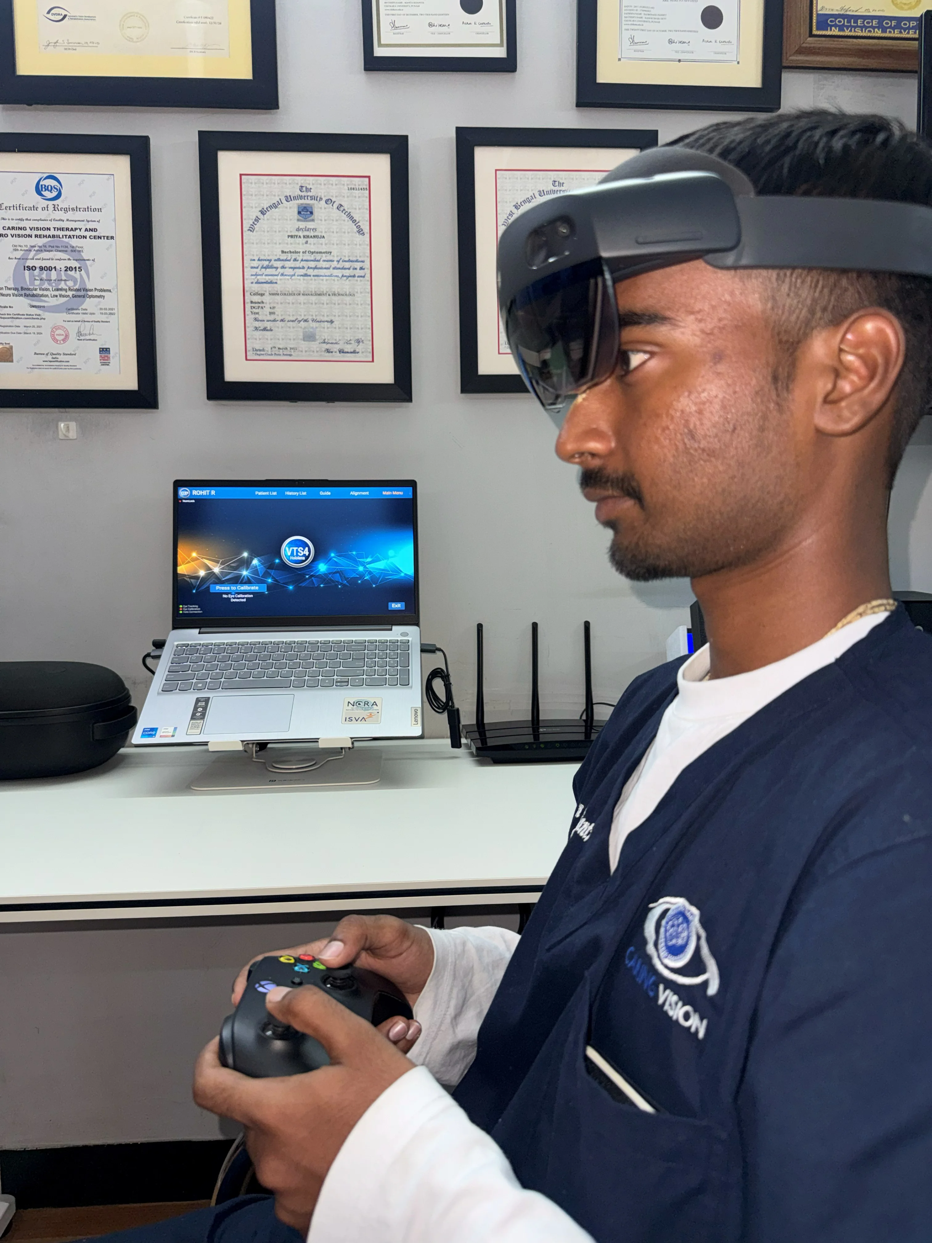 VR vision therapy session at Caring Vision Therapy clinic, Chennai