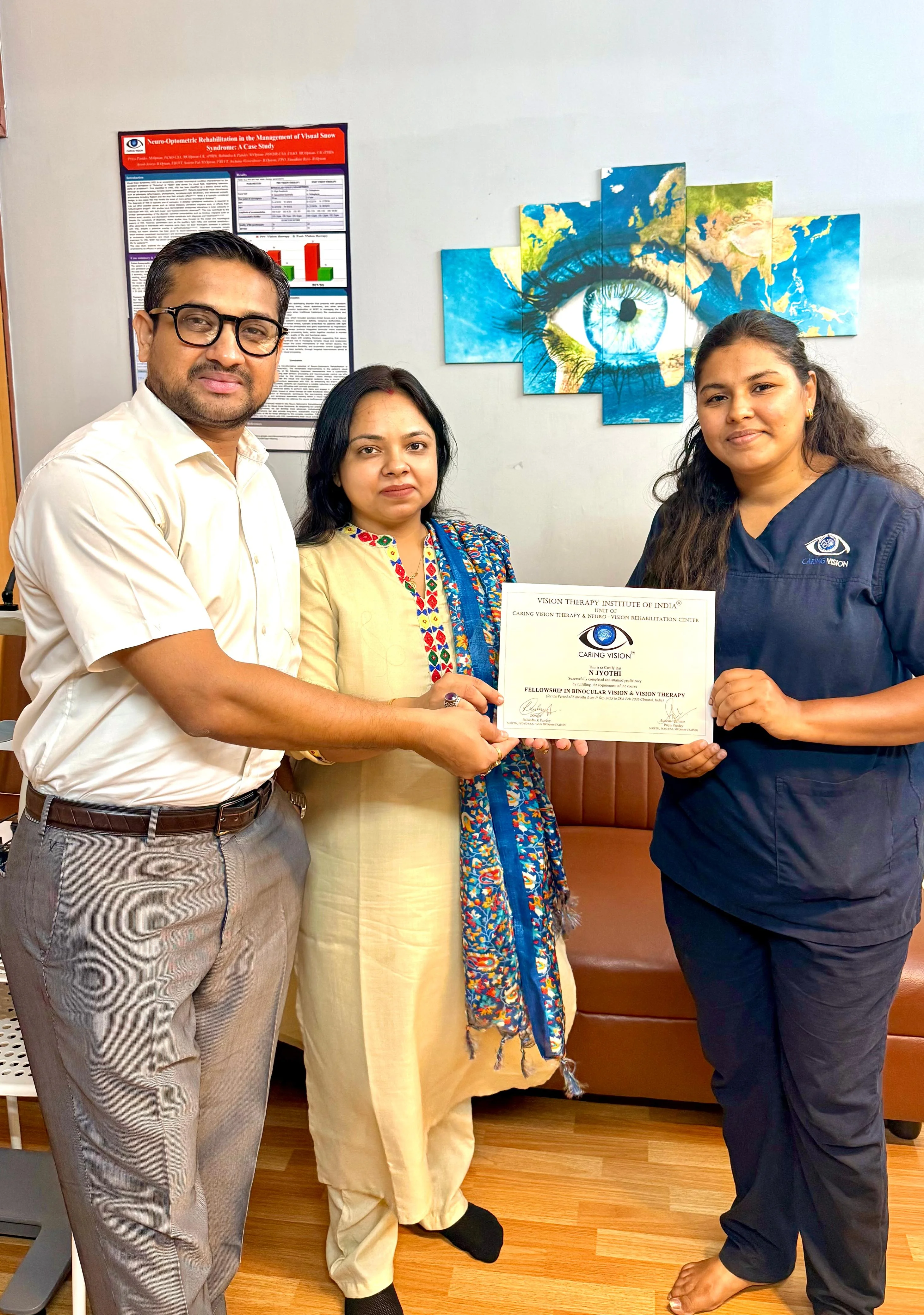 Optom. Jyothi receiving Fellowship certificate at Vision Therapy Institute, Chennai